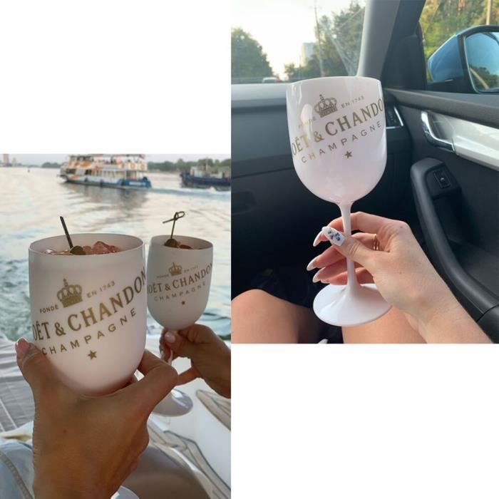 Flute Champagne Verre Lot De 6 Flûtes à Champagne Moët & Chandon Ice Imperial En Verre Doré - 450 Ml, Hauteur 23 Cm Verre Champagne Blanc