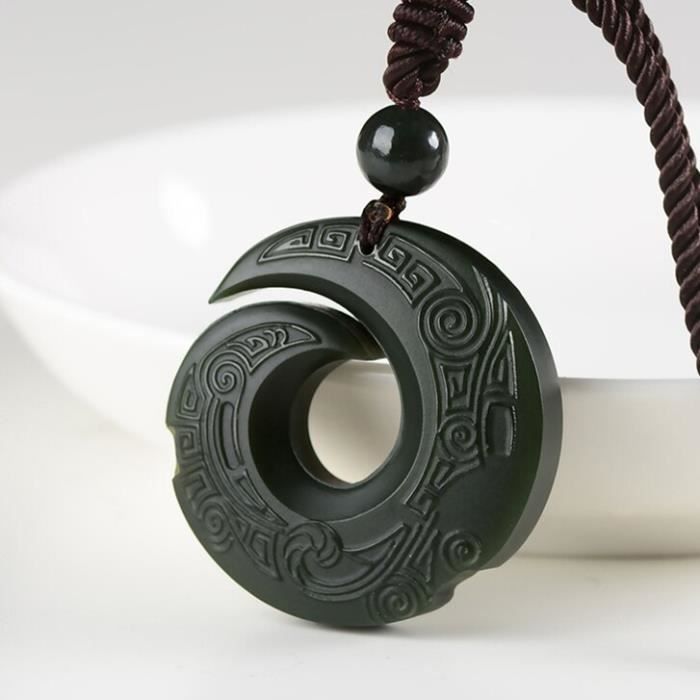 Collier en Jade naturel sculpté à la main, incrustation de Gufa en bambou,  pendentif, bijoux à la mode, cadeaux porte-bonheur pour hommes et femmes