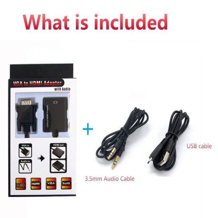 Adaptateur VGA vers HDMI 1080P HD Audio TV AV1
