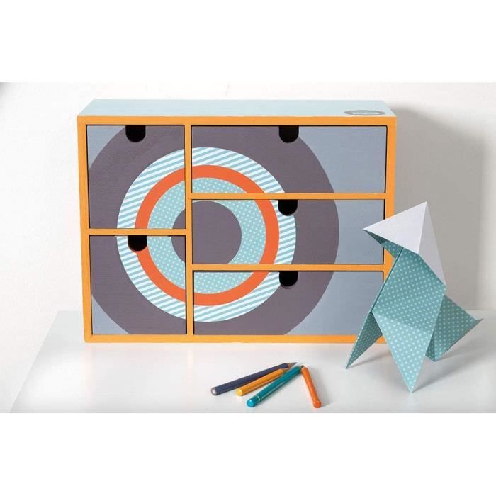 Meuble Casier à Tiroirs Artemio Bois Beige - 24x16x13.3cm - Rangement Bureau Customisable