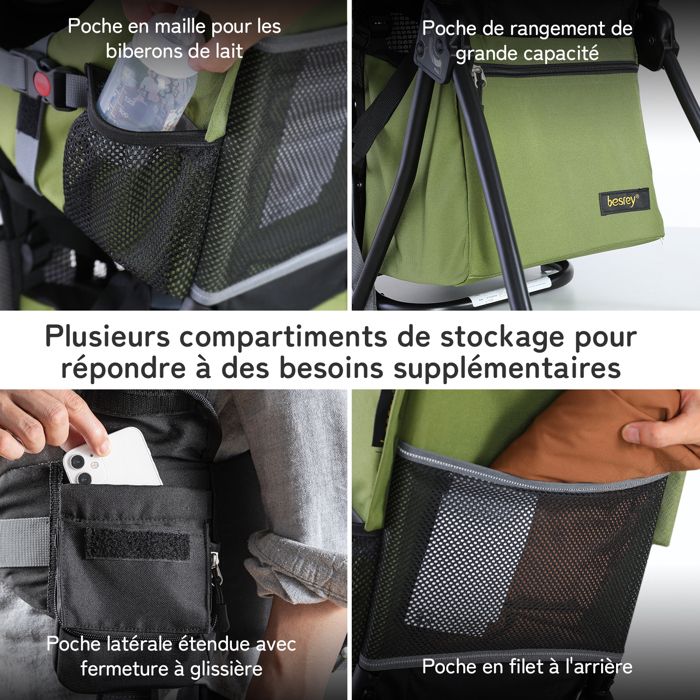 Porte Bébé Randonnée Ergonomique Support Dorsal-Verte - BESREY