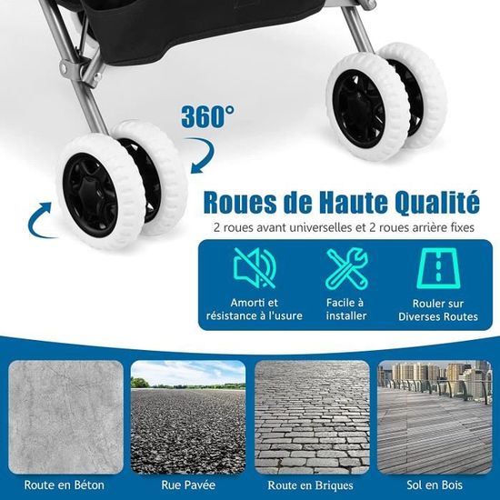 Chariot De Courses Pliable HOMCOM 40L - Caddie Avec Compartiment Isotherme, Poignée Réglable, Aluminium Noir