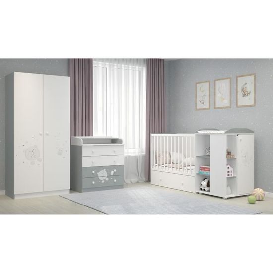 Polini Kids Ourson Teddy Commode A Langer Volga 4 Tiroirs Avec Plan A Langer Rabattable Blanc Gris Cdiscount Puericulture Eveil Bebe