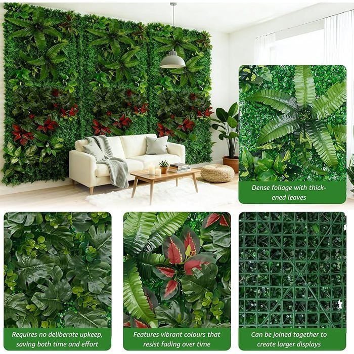 2 PièCes Mur Vegetal Artificiel Interieur Réaliste Mur Vegetal pour ...