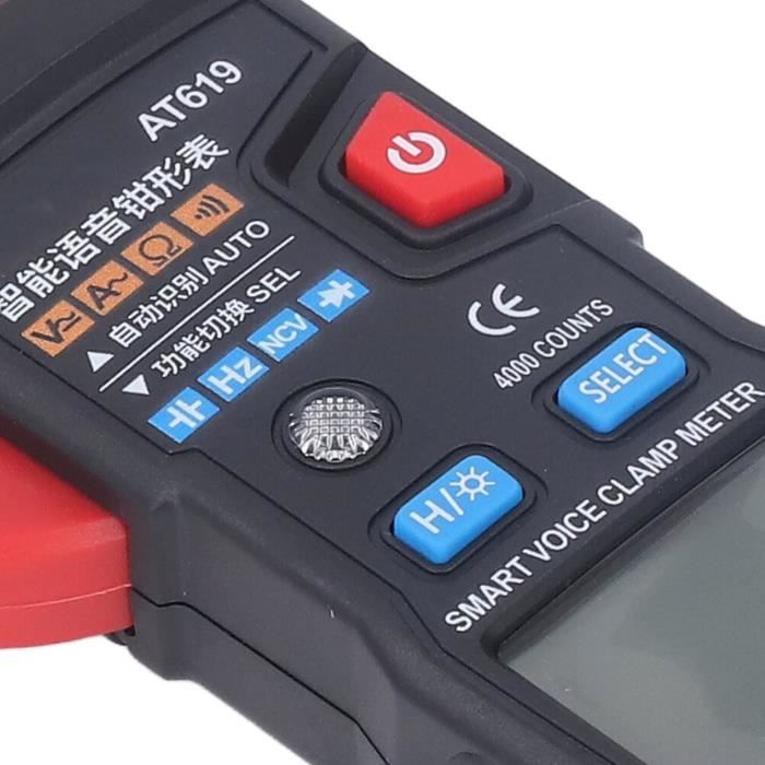 Duokon Pince multimètre numérique Multimètre rouge d'ABS d'annonce vocale  intelligente automatique de multimètre de pince