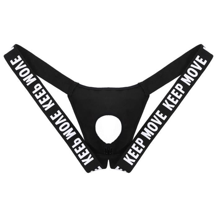 String Homme Jockstrap - Sous-Vêtement Respirant Et Confortable En Élasthanne - Taille Basse, Pour Sport Ou Quotidien - Noir