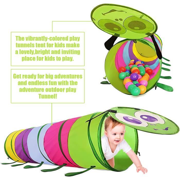 Tunnel d'éveil pour enfants à partir de 1 an - Tunnel de rampant, coloré, pliable, idéal pour jouer à l'intérieur et l'extérieur - Rouge, jaune, bleu
