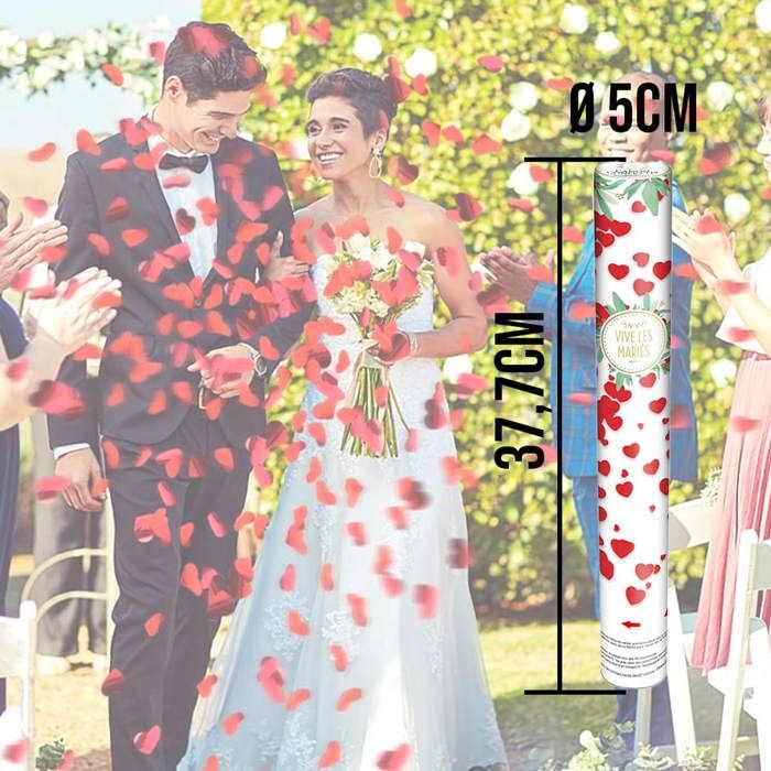 Lot De 4 Canons à Confettis Cœur Rouge - Lanceur Pour Mariage, Anniversaire, Effet 6-8 M - 3