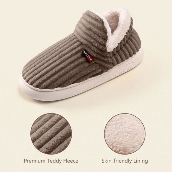 Pantoufles Douces Hiver Avec Doublure Peluche - Chaussons Unisexes Antidérapants Pour La Maison