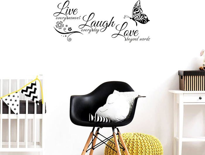 Sticker Mural Personnalisé LIVE LOVE LAUGH - Toute Couleur, Décoration Maison Oracal