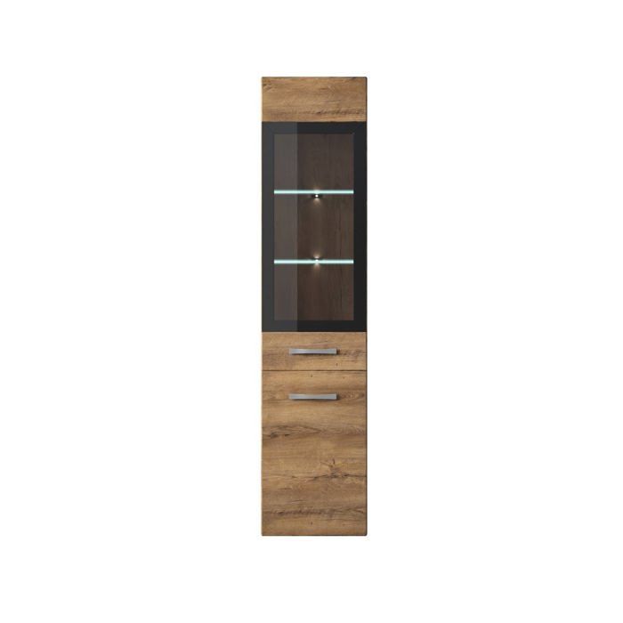 Armoire Haute Angela 150 Cm Badplaats - Meuble Rangement Salle De Bain - Portes Amorties - Finition Chêne