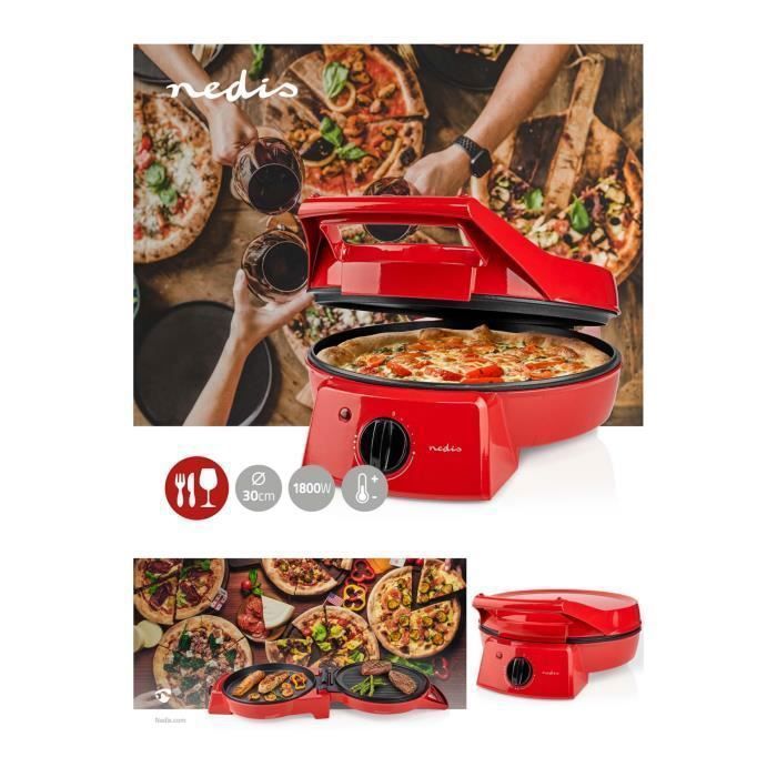Four à Pizza Livoo Rouge 1800W - Pierre Antiadhésive, Plancha Et Grill électrique