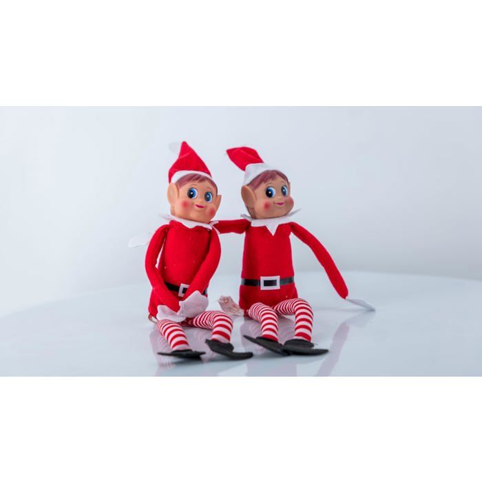 Lot de 3 Elvs Lutins Farceur Yeux Bleus Lutin de Noël, Corps Mou et Visage en Vinyle Elfe de Noël Farceur, Garçon Elfie Rouge - Maison