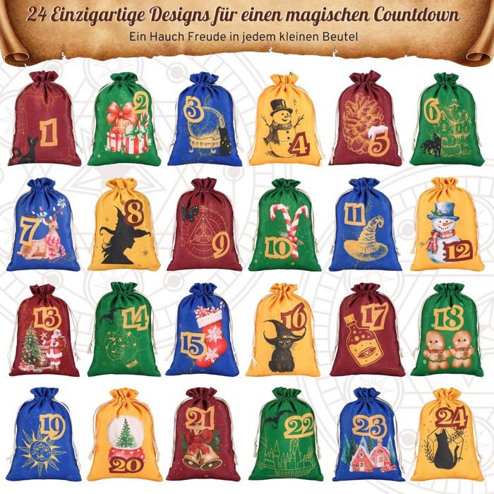 Calendrier De L'avent Yepoda Lot De 24 Sachets De Calendrier De L