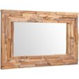 Miroir decoratif rectangulaire Teck marron 90 par 60-0
