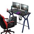 Bureau Gaming PC Table de Jeu E-Sport Gamer - Noir/Bleu - L109cm - Droit - A monter soi-même-0