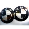 2 x LOGO BMW CARBON NOIR DIAMETRE 82mm COFFRE + CAPOT-0