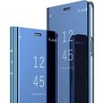 Coque Samsung Galaxy S10 Clear View Etui à Rabat Cover Flip Case Etui Housse Miroir or Coque pour Samsung Galaxy S10 bleu-0