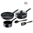 TEFAL Batterie de cuisine 6 pièces, Casserole, Poêle, Sauteuse + couv, Induction, Antiadhésif, Fab. France Generous Cook C2789602-0