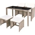 Ensemble table et chaises de jardin en résine tressée - VIDAXL - Rotin Beige - Design - 4 personnes-0