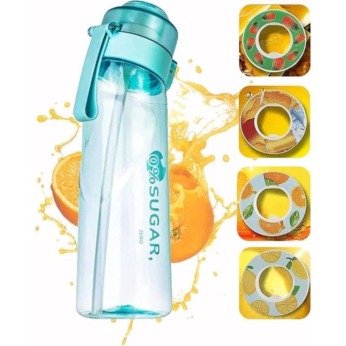 Air Gourde Up 650ML Bouteille Avec de Capsules de saveur Gout Pods, paille0 sucres et tasse d