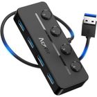 100DRINE 100 DRINE Hub USB 4 Ports, Data Hub USB 3.0, 5Gbit-s Adaptateur USB avec interrupteurs d'alimentation LED individuels pour MacBook[Z165]