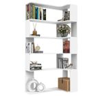 Bibliothèque 5 niveaux - VIVOLILV - Étagère d'angle en Forme de L en bois blanc -Meuble de Rangement - 90 x48x169 cm