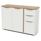 Enfilade ACCESS - 3 portes + 2 tiroirs - Décor chêne Hamilton et Blanc - L 121,5 x P 39,6 x H 85,6 cm - DEMEYERE