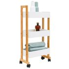 DUNEDESIGN Desserte à Roulette Bambou - 38x20x80 Chariot en Bois - Cuisine Salle de Bain WC