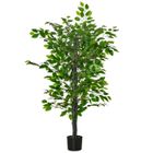 Arbre Artificiel Ficus HOMCOM 1,35m - Plante Intérieure Extérieure Grand Réalisme Avec Pot Inclus Arbre Ficus Réaliste
