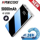 KREKCO®batterie externe 50000mah,batterie de recharge mobile portable,batteries secours,power bank grande capacite-blanc