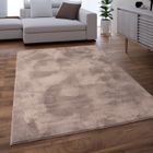 Paco Home Tapis Salon Adulte Poil Long Shaggy Lavable En Machine Moelleux Pelucheux Taupe 80 cm rond