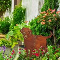 Statues de jardin en métal pour chiens, piquet décoratif pour chien labrador, piquet décoratif pour chien en métal