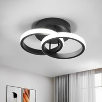 Plafonnier LED Moderne 20W 6500K Lustre Lampe de Plafond rond Noir pour Chambre Salon Couloir Cuisine - Taille: 25*10cm