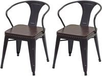 Lot de 2 chaises de salle à manger cuisine en simili cuir et métal style industriel marron noir