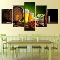 Toile Encadree 5 Parties Tableaux pour La Mur Art Boire De La Bière Moderne Artistique Decoration Murale 150x80cm[7830]