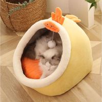 Coussin chaud pour animaux de compagnie de lit de maison de chat doux confortable Jaune xj0428tgs0ccv