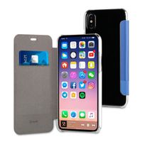 MUVIT Etui folio avec poche pour smartphone - Edition double PU bleu - Apple Iphone X