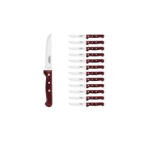 TRAMONTINA Couteau à steak dentelé Gaucho, 12pcs, Inox et bois, Rouge
