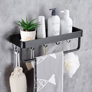 Aiperq Tigrezy Etagére Douche d'angle Noir sans Perage Rangement Salle de Bain Douche Accessoire Salle de Bain Support Porte Savon Douche Aucun Antirouille en Aluminium Lot de 2 avec Crochets