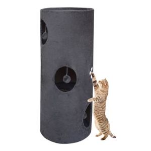 ARBRE À CHAT Tube gris pour chat, hauteur 100 cm, en sisal, gri