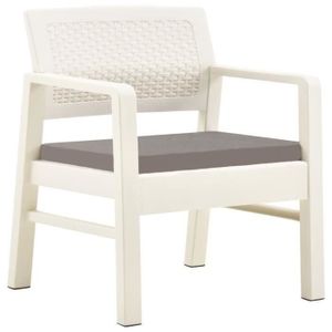 Ensemble table et chaise de jardin Salon de jardin LIA - Plastique Blanc - 3 pcs