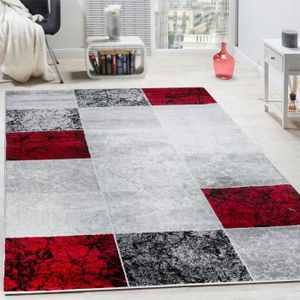 Tapis Rouge Et Gris 160x220