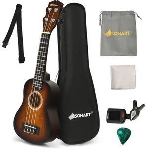 mini-guitare et Médiators pour Améliorer le jeu éducatif Précoce Guitare ukulélé 32 cm Soprano ukulélé Instrument de Musique Classique pour Guitare ukulélé avec 4 cordes réglables Jaune