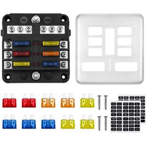 ATC 1-20A fusible DC32 V M5 connecteur à vis porte-fusible avec fusible 6 voies sans pôle négatif Jtron boitier fusible 12v auto 6 voies boite fusible pour ATO 