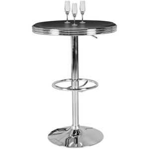 MANGE-DEBOUT Table de bar American Diner Noir / Alu Design rond