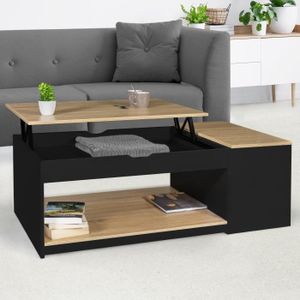 TABLE BASSE Table basse plateau relevable ELEA - IDMARKET - Noir - Bois - Contemporain - Design