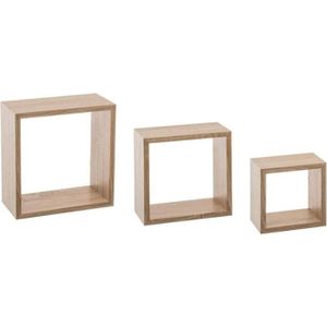 ETAGÈRE MURALE Kit de 3 étagères murales Cube chêne naturel - Aut
