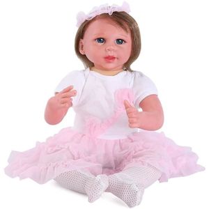POUPÉE RUMOCOVO® Poupée réalisée des poupées de bébé récipiennes à la Main 53cm Bébé réaliste Reborn Jouer avec bébé Yeux Bleus