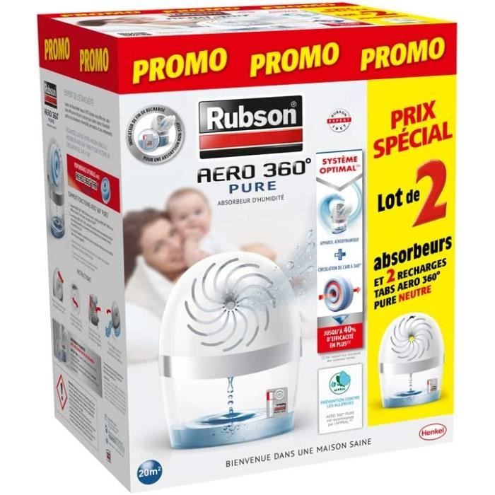 Rubson AÉRO 360° Pure 6 Recharges tabs Neutres 450 g, Recharges  anti-humidité & anti-odeurs pour déshumidificateur Rubson, purificat -  Cdiscount Bricolage